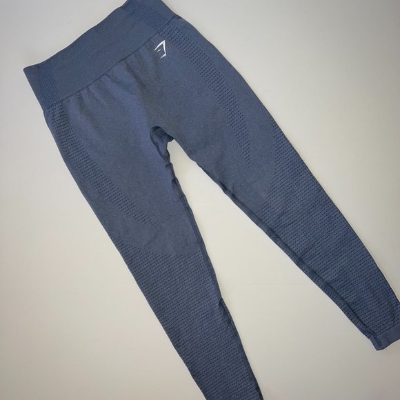 Gymshark Vital Seamless 2.0 Leggings: Blue Marl, Size M - Picture 3 of 7